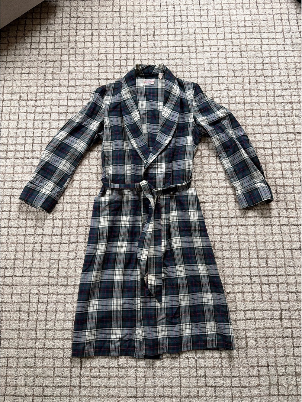 Vintage Men’s 50’s Challa Cloth by Cisco Plaid Robe Wrap Coat Tartan Swiss Mid S